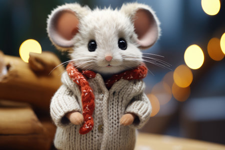 Little funny mouse in warm knitted clothesの素材