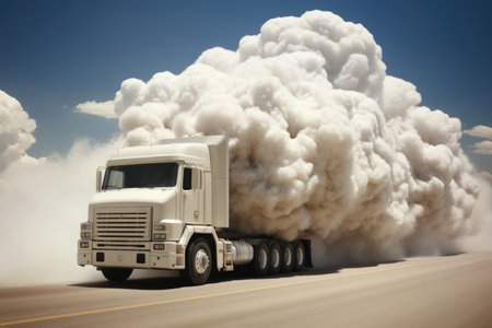 Truck carrying cloud on highway, creativity conceptの素材