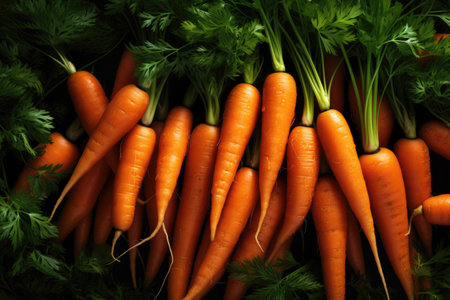 bunch of fresh ripe orange carrotsの素材