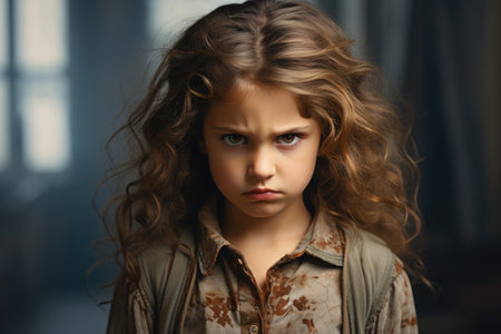 Offended and upset kid. The problem of discipline, punishmentの素材