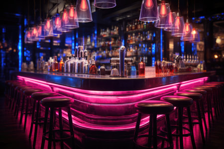 Bar counter in a modern nightclubの素材