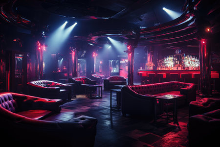 Relaxation area and bar counter in the night clubの素材
