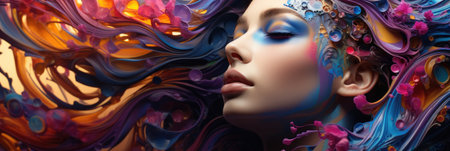 Woman abstract fashion futuristic portrait. horizontal bannerの素材