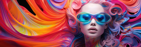 Woman abstract fashion futuristic portrait. horizontal bannerの素材