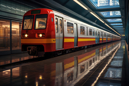 Subway train at metro stationの素材