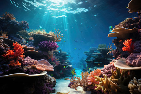 Tropical colorful fish in the ocean, underwater backgroundの素材
