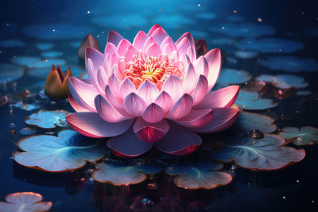 Spiritual background, pink lotus and sacred geometryの素材
