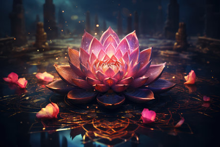 Spiritual background - lotus and sacred geometryの素材
