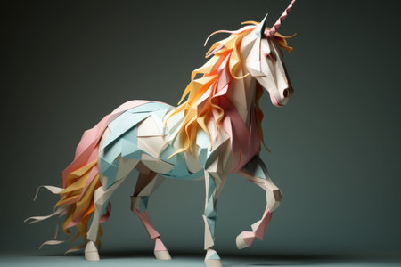 Fairytale unicorn made of colored paperの素材