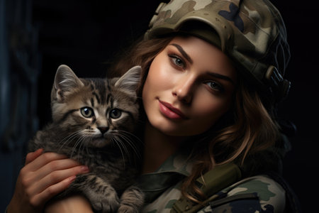 soldier girl rescues the catの素材