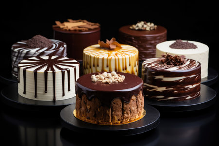 Assortment of beautiful cakes with glazeの素材
