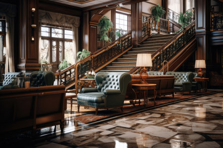 Comfortable cozy hotel lobby interiorの素材