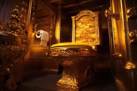 Golden luxury toilet in a rich houseの素材