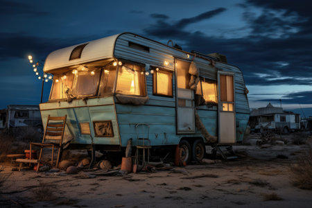 Old residential vintage camper vanの素材