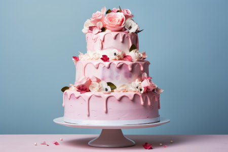 Wedding cake with flowers decorationsの素材