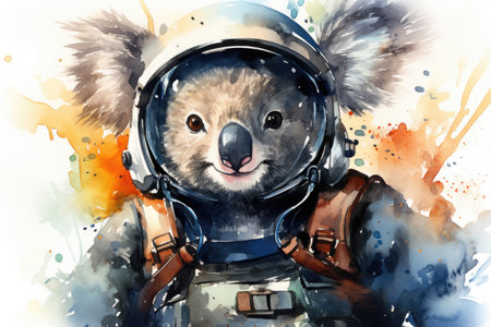 Koala astronaut in a spacesuit in watercolor styleの素材
