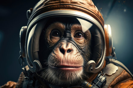 Funny monkey astronaut in a space suitの素材
