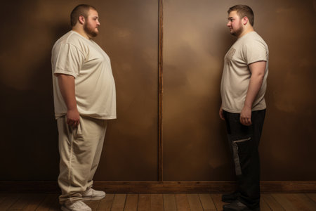 Portrait of a man before and after weight lossの素材