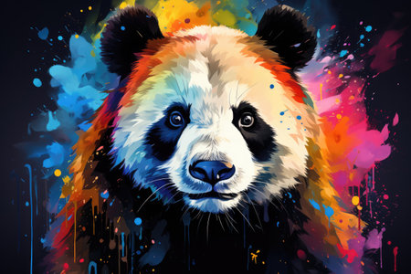 Panda colored pop art illustration styleの素材