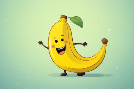 Cute fruit banana character in retro cartoon styleの素材