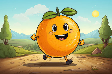 Cheerful funny cartoon orange characterの素材