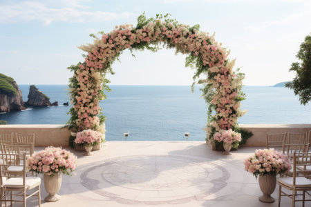 Decorative wedding arch with flowers.の素材
