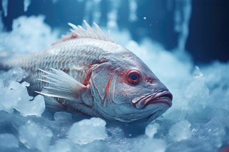 Fresh frozen fish in iceの素材