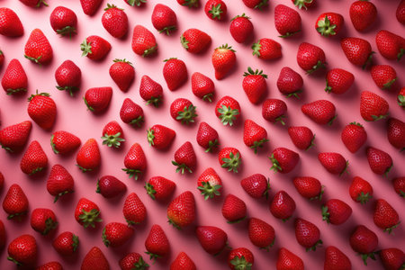 Fresh strawberries on pink background texture backgroundの素材