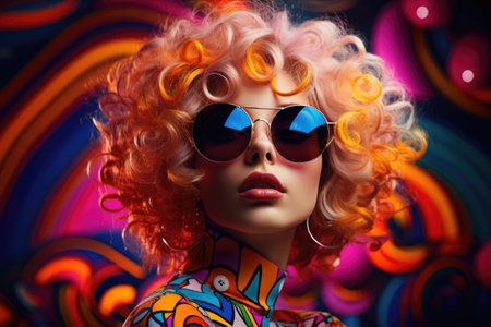 Young woman with bright hairの素材