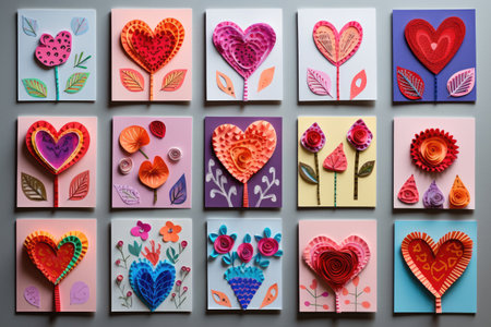 Children's greeting card from a paper on Valentine's Dayの素材