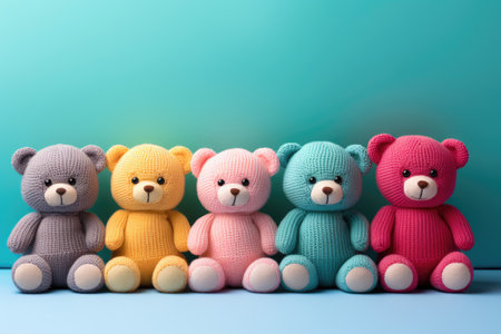 Colored knitted yarn toys bearsの素材