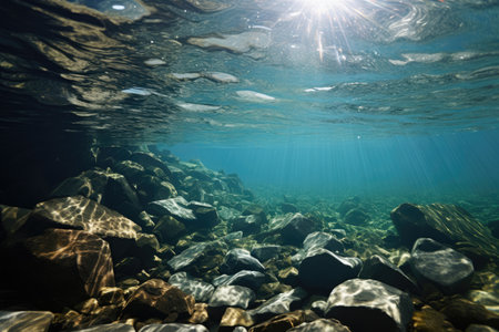 Rocky bottom of the ocean or sea underwaterの素材