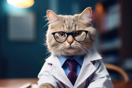 Cute funny cat doctor veterinarianの素材