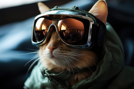 Cat in virtual reality glassesの素材