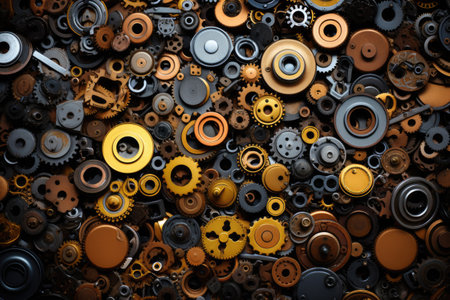 Iron parts and gears steampunk background textureの素材