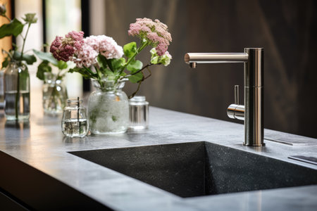 Modern kitchen faucet mixer in the interiorの素材