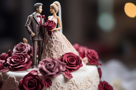 wedding decoration on the cake bride and groomの素材