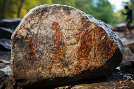 Ancient rock painting on stoneの素材