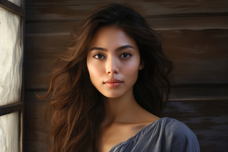 Beautiful Asian girl with long hairの素材