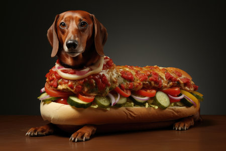 Funny dog in a hot dogの素材