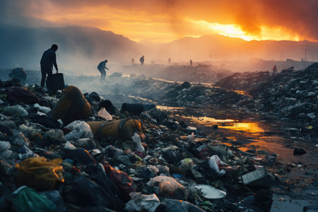 Huge landfill, recycling concept, environmental protectionの素材
