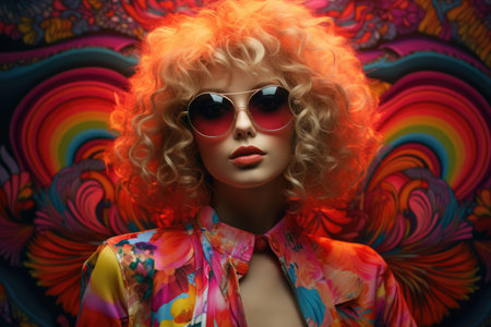 Young beautiful glamorous woman wearing glassesの素材