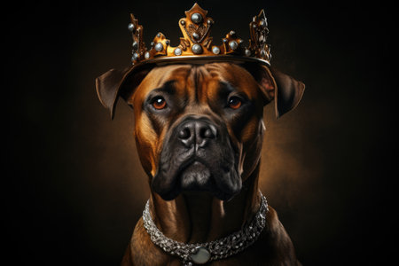 Pampered dog wearing a royal crownの素材