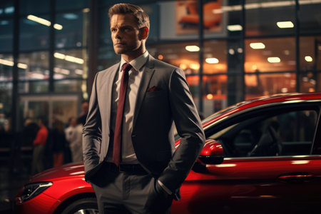 Successful sales manager in a car dealershipの素材