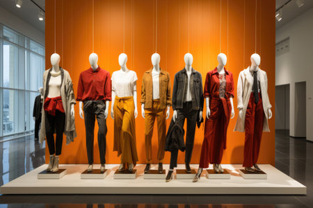 Mannequins wearing clothes in a shopping mallの素材