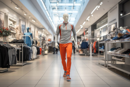 Full length mannequin wearing sportswear in the mallの素材