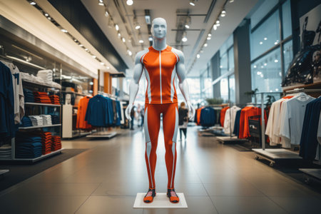 Full length mannequin wearing sportswear in the mallの素材