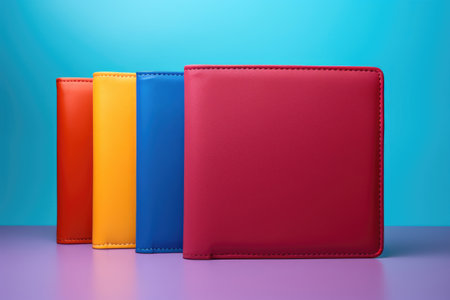 Bright wallets on a colored backgroundの素材