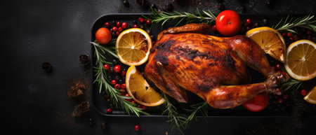 Homemade baked chicken with lemon and spicesの素材