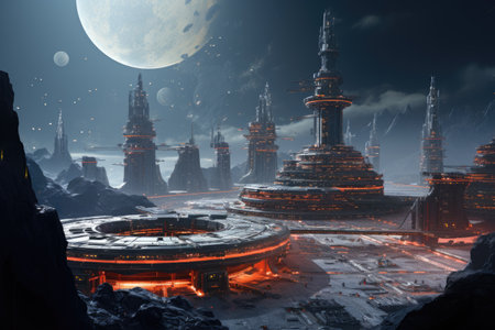 Spaceship of the future on an alien planetの素材